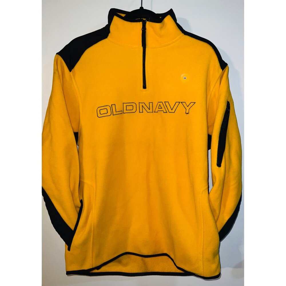Old Navy Yellow & Black 1/4 Zip Pullover Fleece Jacket Size 16